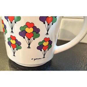 Vintage Recycled Paper Products Fun Colorful 12 oz. Heart Ballons Mug